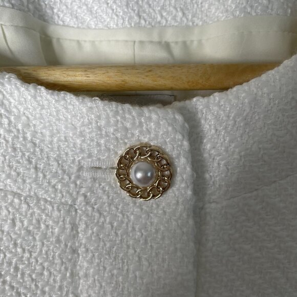 J.Crew Tweed Lady Cardigan Jacket Womens 14 Cream Boucle Pearl Gold Button - Picture 5 of 11